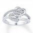 Heart Ring 1/6 ct tw Diamonds 10K White Gold