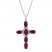 Lab-Created Ruby & White Lab-Created Sapphire Cross Necklace Sterling Silver 18"