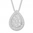 Diamond Teardrop Necklace 1/4 ct tw Round-cut 10K White Gold