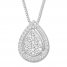Diamond Teardrop Necklace 1/4 ct tw Round-cut 10K White Gold