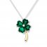 Clover Necklace Lab-Created Emerald Sterling Silver/10K Gold