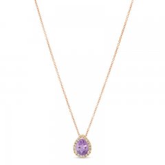 Le Vian Amethyst & Diamond Necklace 1/8 ct tw 14K Strawberry Gold 18"