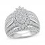 Multi-Diamond Engagement Ring 2 ct tw Round/Baguette 14K White Gold
