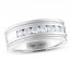 THE LEO Diamond Men's Wedding Band 3/4 ct tw Round-cut 14K White Gold