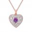 Amethyst Heart Necklace 1/6 ct tw Diamonds 10K Rose Gold