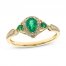 Emerald Ring 1/6 ct tw Diamonds 10K Yellow Gold