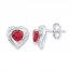 Lab-Created Ruby Diamond Accents 10K White Gold Earrings