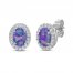 Lavender Lab-Created Opal & White Lab-Created Sapphire Earrings Sterling Silver