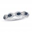Blue Sapphire Anniversary Ring 1/3 ct tw Diamonds 10K White Gold