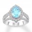 Aquamarine Engagement Ring 3/4 ct tw Diamonds 14K White Gold