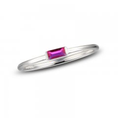 Lab-Created Ruby Baguette Ring Sterling Silver