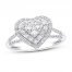Diamond Heart Ring 1/2 ct tw Round-cut 10K White Gold