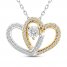 Two as One Diamond Heart Necklace 1/4 ct tw Round-Cut 10K Two-Tone Gold 18"