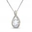 Aquamarine & White Lab-Created Sapphire Necklace Sterling Silver 18"