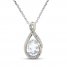 Aquamarine & White Lab-Created Sapphire Necklace Sterling Silver 18"