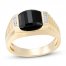 Men's Onyx & Diamond Ring 1/10 ct tw 10K Yellow Gold