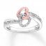 Diamond Heart Ring Sterling Silver/10K Rose Gold