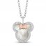Disney Treasures Minnie Mouse Mother of Pearl Necklace 1/10 ct tw Diamonds Sterling Silver/10K Rose Gold