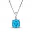 Luminous Cut Swiss Blue Topaz Necklace Sterling Silver 18"