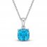 Luminous Cut Swiss Blue Topaz Necklace Sterling Silver 18"