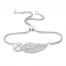 Diamond Cross/Wing Bolo Bracelet 1/5 ct tw 10K White Gold