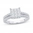 Diamond Engagement Ring 1-1/4 ct tw Princess/Round 14K White Gold