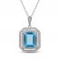Swiss Blue Topaz & White Lab-Created Sapphire Necklace Sterling Silver 18"