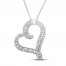 Diamond Heart Necklace 1/2 ct tw Round-cut 10K White Gold