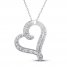 Diamond Heart Necklace 1/2 ct tw Round-cut 10K White Gold