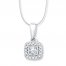 Diamond Necklace 1/8 ct tw Round-cut 10K White Gold