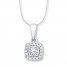 Diamond Necklace 1/8 ct tw Round-cut 10K White Gold