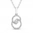 Encircled by Love Diamond Necklace 1/8 ct tw Round-Cut Sterling Silver 18"