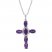 Amethyst & White Lab-Created Sapphire Cross Necklace Sterling Silver 18"