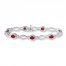 Lab-Created Ruby Bracelet Diamond Accents Sterling Silver