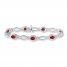 Lab-Created Ruby Bracelet Diamond Accents Sterling Silver
