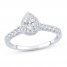 Diamond Engagement Ring 3/4 ct tw Pear/Round 14K White Gold