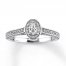 Diamond Engagement Ring 5/8 ct tw Oval/Round 14K White Gold