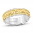 Engravable Wedding Band 6.5mm 10K Two-Tone Gold