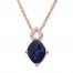 Lab-Created Sapphire Necklace with Diamonds 10K Rose Gold