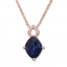 Lab-Created Sapphire Necklace with Diamonds 10K Rose Gold
