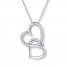 Diamond Heart Necklace 1/10 ct tw Round-cut 10K White Gold