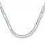 Men's Figaro Chain Necklace 14K White Gold 22" Length
