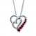 Diamond Heart Necklace Lab-Created Rubies Sterling Silver