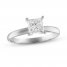 Diamond Solitaire Engagement Ring 1-1/2 ct tw Princess-cut 10K White Gold