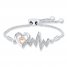 Heart Bolo Bracelet 1/8 ct tw Diamonds Sterling Silver/10K Gold