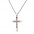 Diamond Cross Necklace 1/15 ct tw Sterling Silver/10K Rose Gold