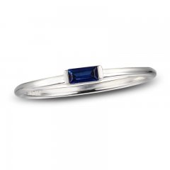 Blue Lab-Created Sapphire Baguette Ring Sterling Silver