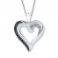 Black/White Diamond Heart Necklace Sterling Silver