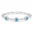 Blue Topaz & Lab Created White Sapphire Bracelet Sterling Silver