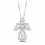 Diamond Angel Necklace 1/3 ct tw Round/Baguette 10K White Gold 18"